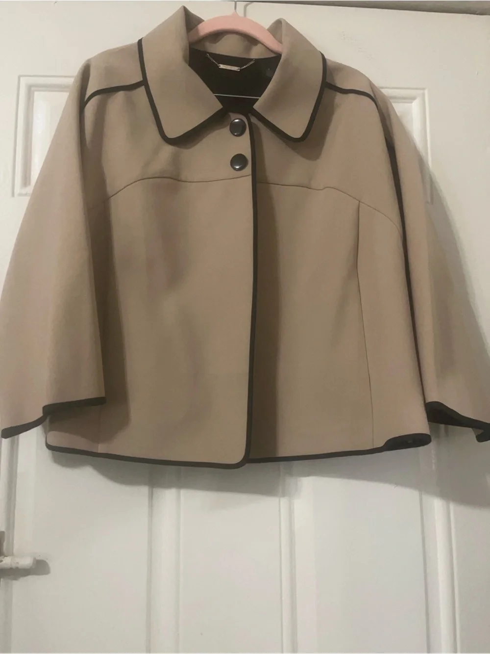 Chico's Taupe Jacket with Black Trim - Picture 9 of 10